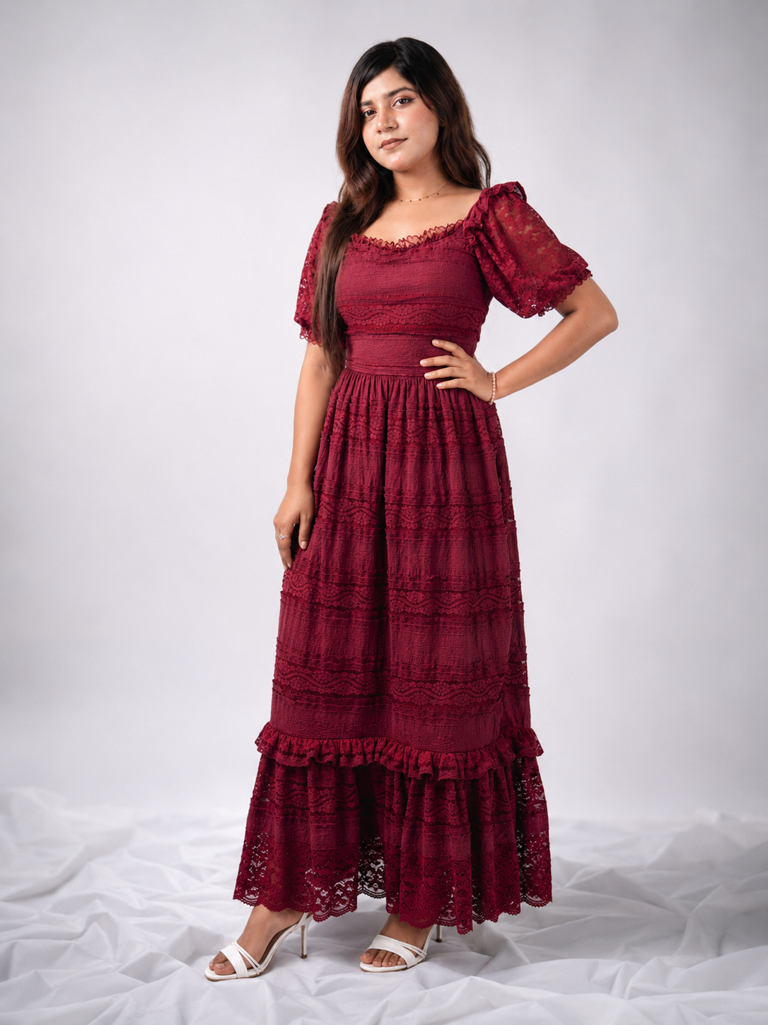Romantic Lace Gown (Deep Wine)
