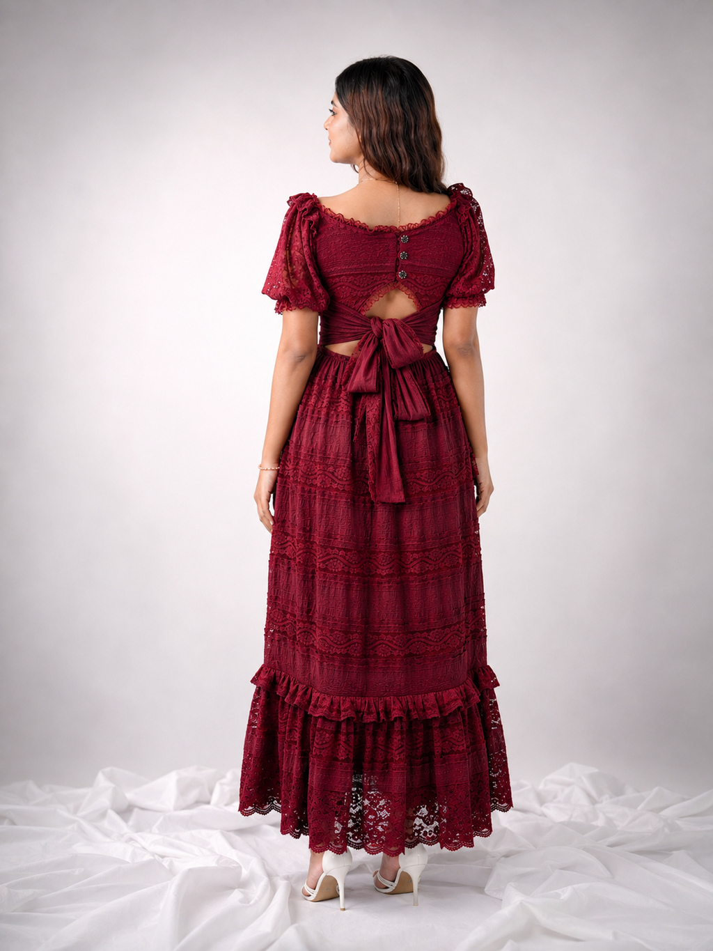 Romantic Lace Gown (Deep Wine)