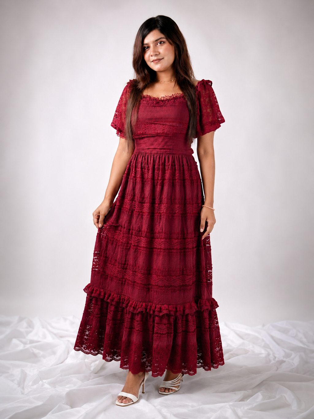 Romantic Lace Gown (Deep Wine)