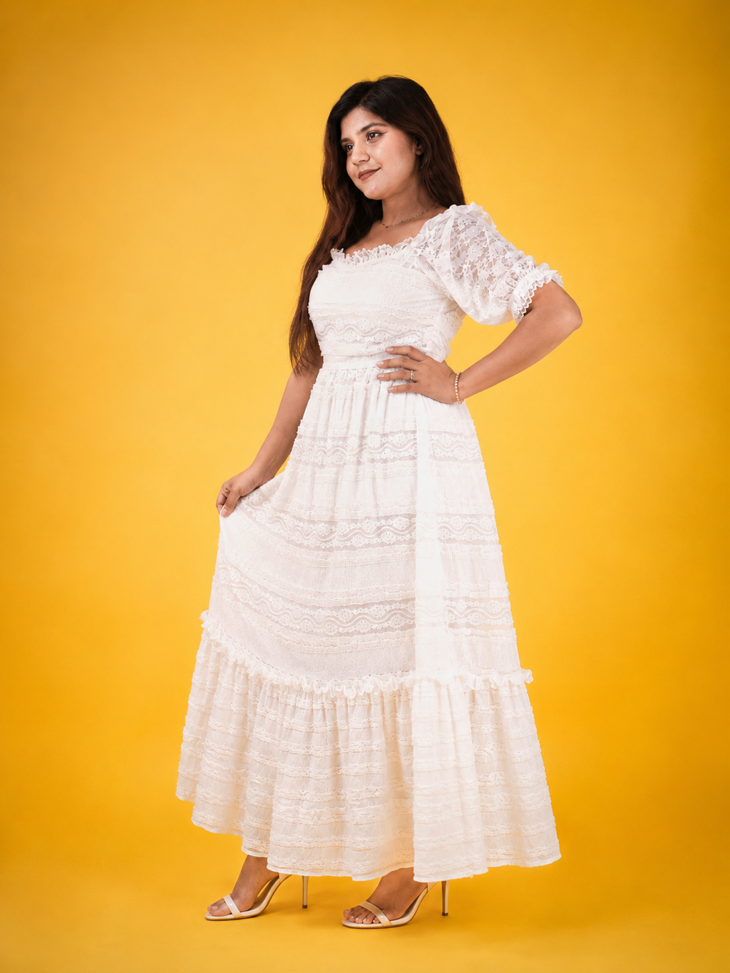 Romantic Lace Gown (Pearl White)