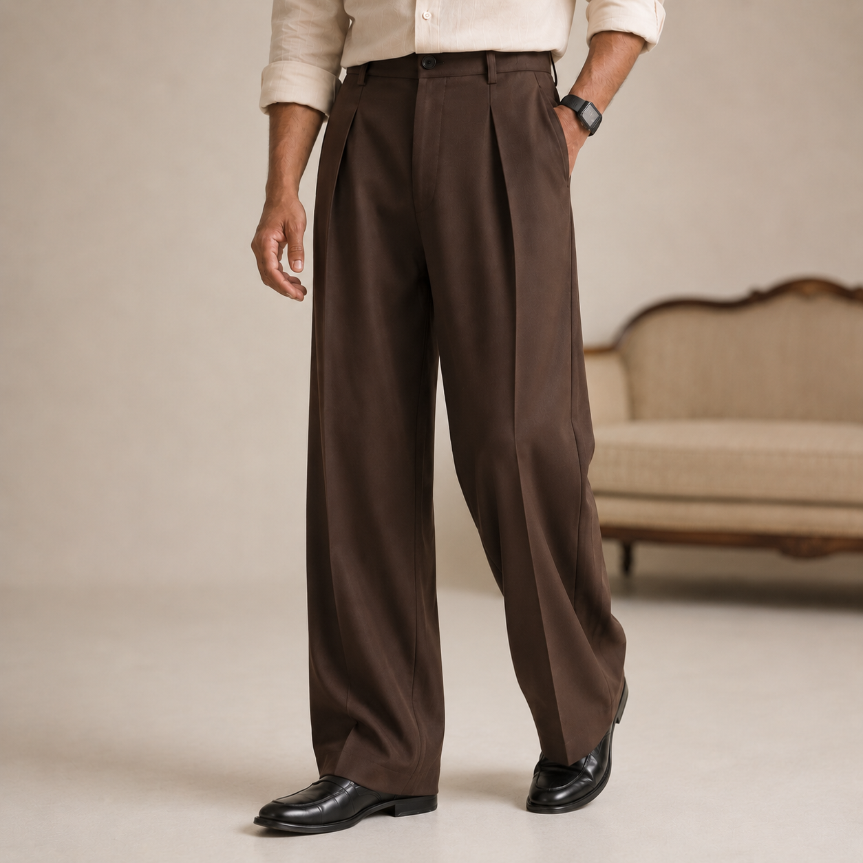 Premium Baggy Formal Pant (Rich Coffee)