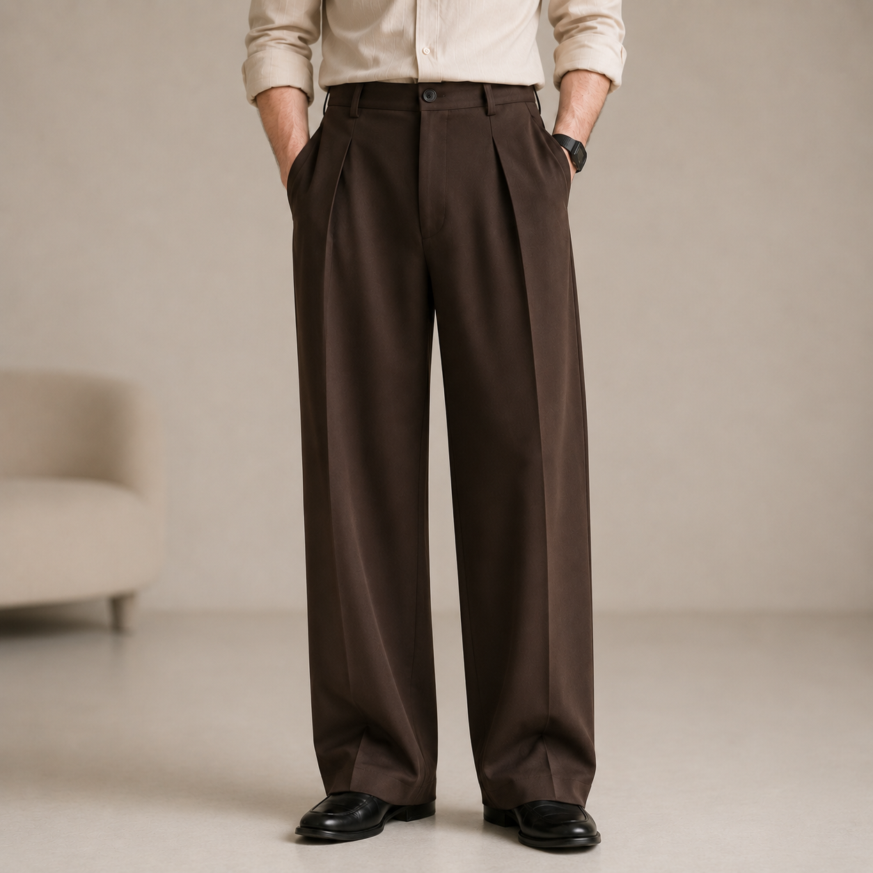 Premium Baggy Formal Pant (Rich Coffee)