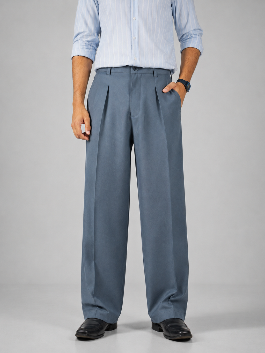 Baggy Formal Pant (Steel Blue)