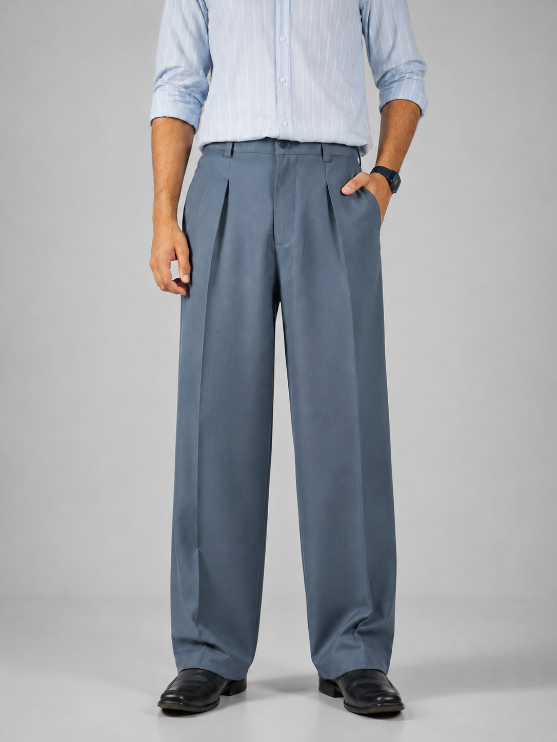 Baggy Formal Pant (Steel Blue)