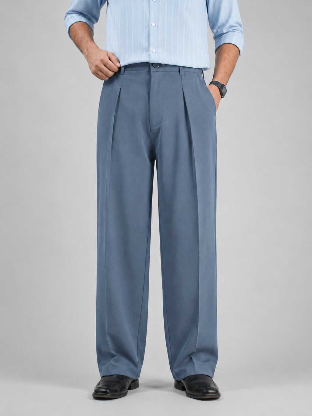 Baggy Formal Pant (Steel Blue)