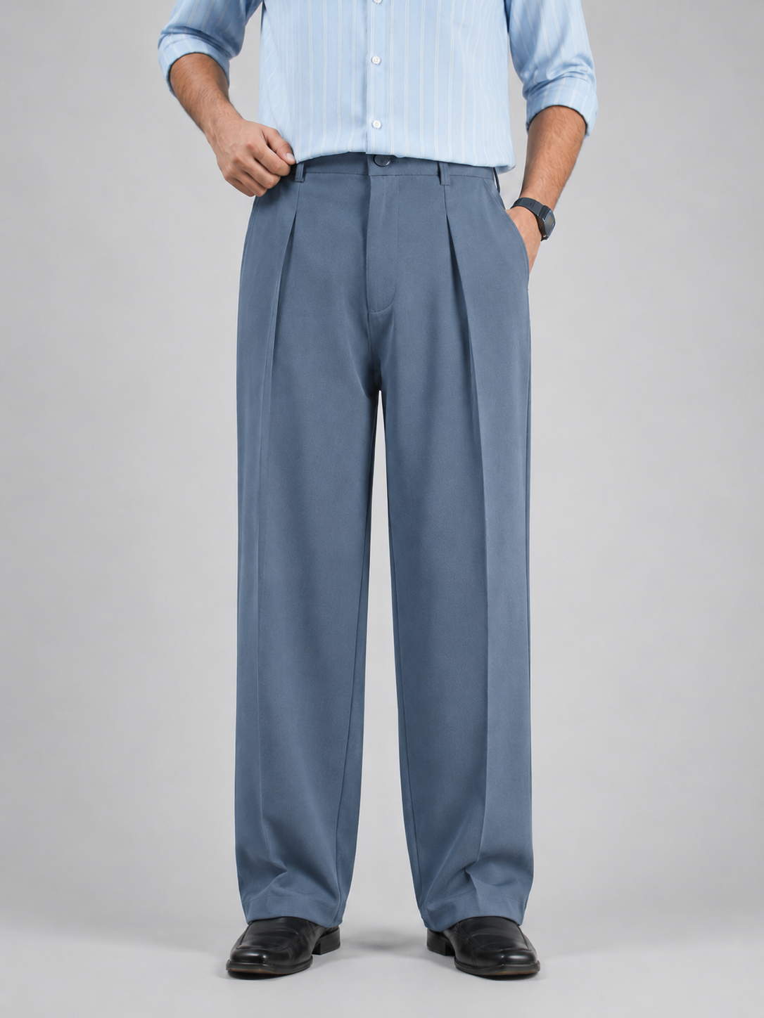 Baggy Formal Pant (Steel Blue)