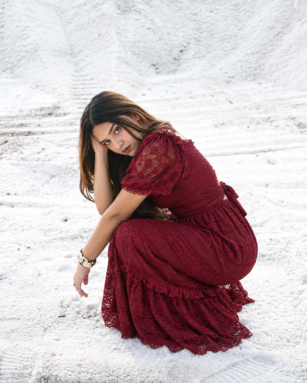 Romantic Lace Gown (Deep Wine)