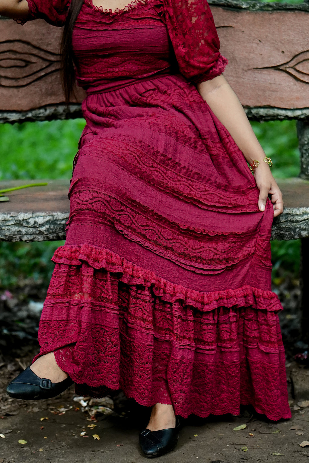 Romantic Lace Gown (Deep Wine)