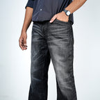 Premium Denim Boot-Cut Pant (Charcoal Black)