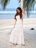 Pearl White Romantic Lace Gown full length editorial