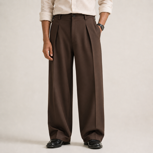 Premium Baggy Formal Pant Rich Coffee color front view