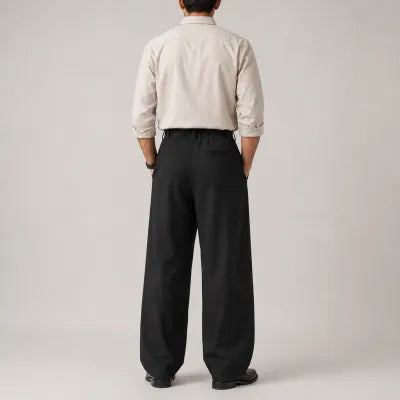 Premium Baggy Formal Pant Z Black back view